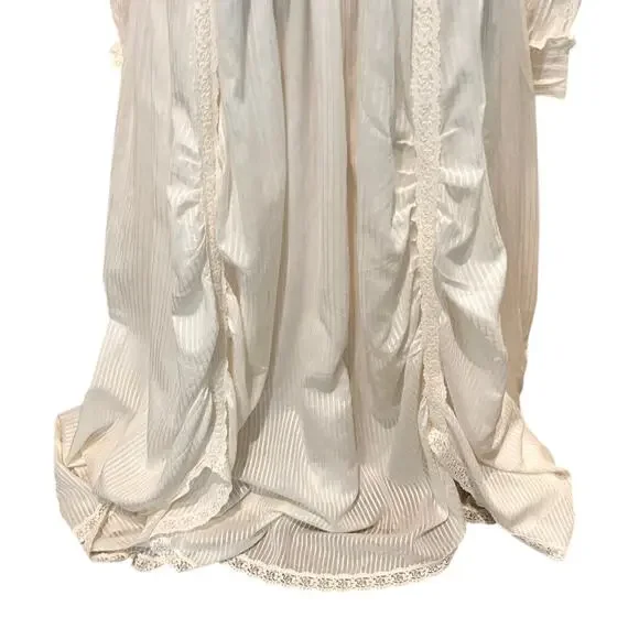 Vintage 1970s Laura Ashley White Womens Dress Edwardian Prairie Ruffled Size 14 - Picture 10 of 14